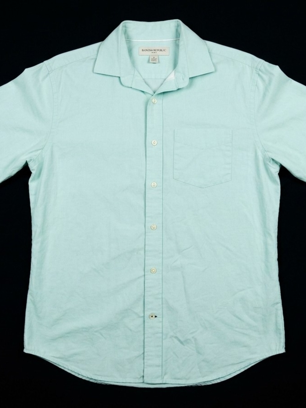 Banana Republic Men's Mint Green Short-Sleeve Button-Down Shirt
